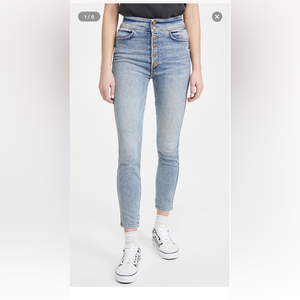 Mother Denim Swooner Snapped Ankle Jeans